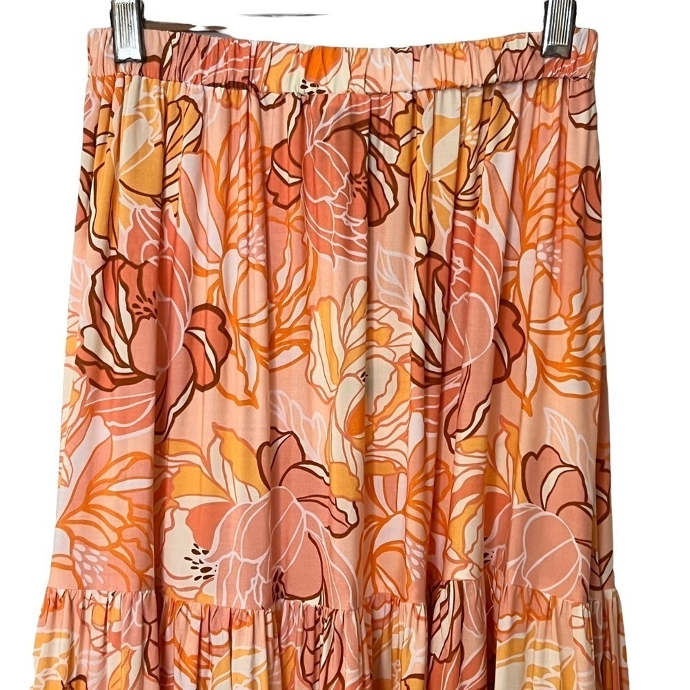 NWT Hello Molly Tiered Ruffled Maxi Skirt XS Tangerine fairy whimsical flowing - Picture 4 of 11